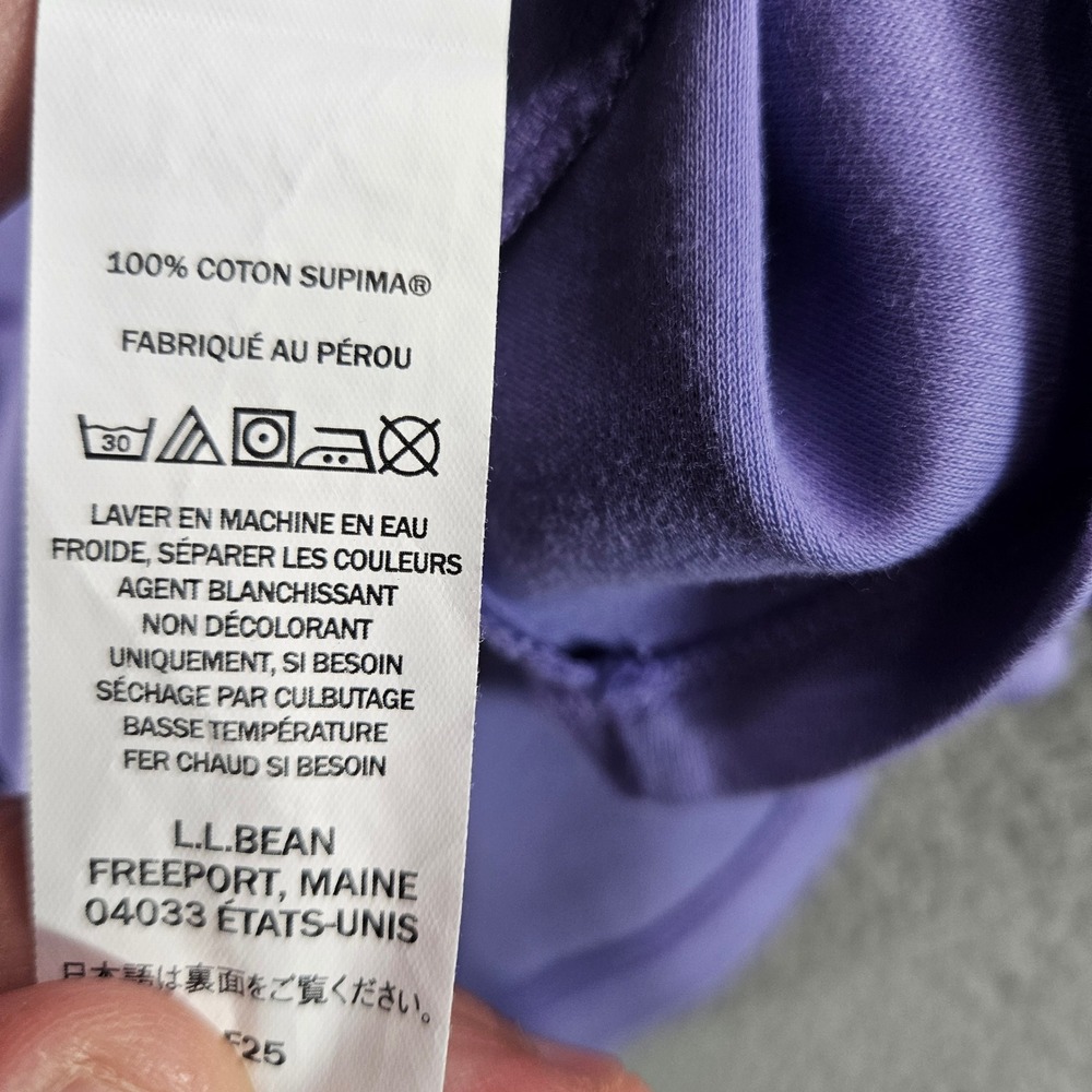 LL Bean Women Purple Supima Cotton Long Sleeve Crewneck Tee Shirt M Petite - Picture 3 of 7